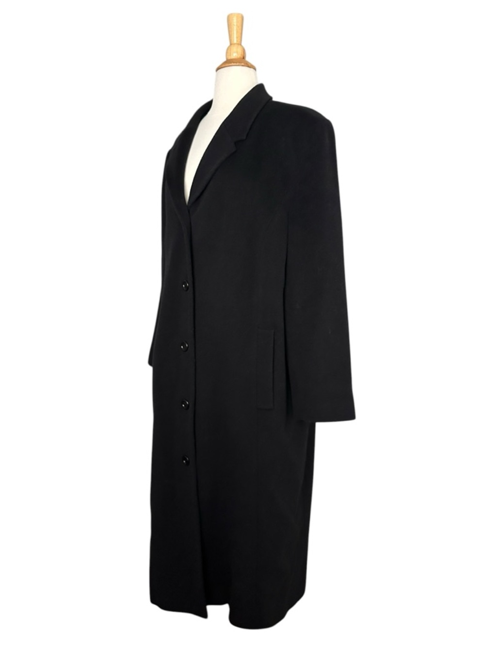 L.L.Bean Wool Cashmere Overcoat Black Long Minimalist Classic Quiet Luxury 2X - Picture 7 of 15